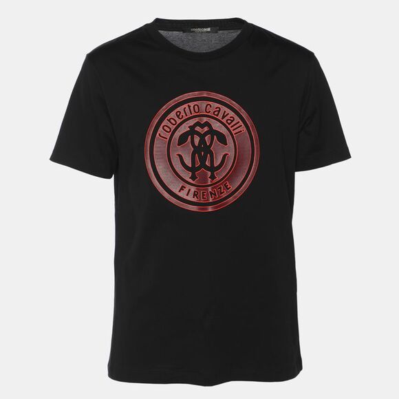 Robert Cavalli Black Jersey Logo Print T-Shirt M